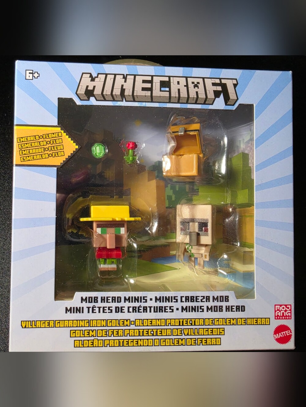 Minecraft Mob Head Minis Set - Yellow Villager & Iron Golem (NEVER OPENED)
